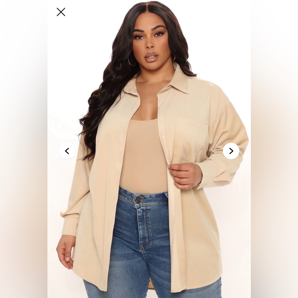 All Bets Off Corduroy Taupe Shirt Size 1XL